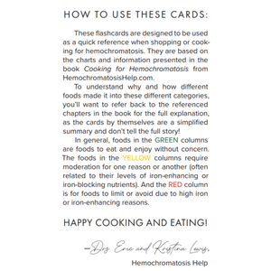 Pocket Grocery Shopping Guide for Hemochromatosis (Laminated 4" x 6" Cards)