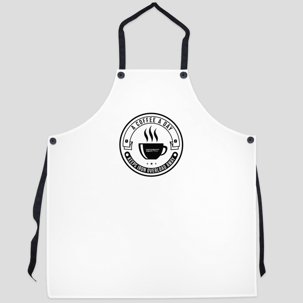 "A Coffee a Day Keeps Iron Overload Away" Circle Hemochromatosis Awareness Apron