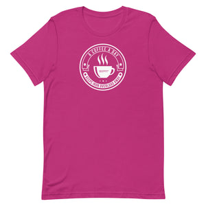 "A Coffee a Day Keeps Iron Overload Away" Circle Design Hemochromatosis Awareness Premium Short Sleeve T-Shirt (11 Colors)